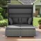 Outdoor Rattan Daybed With Canopy PE Wicker Patio Lounge Sofa Set With Cushions Poolside Garden Double Sun Bed Furniture